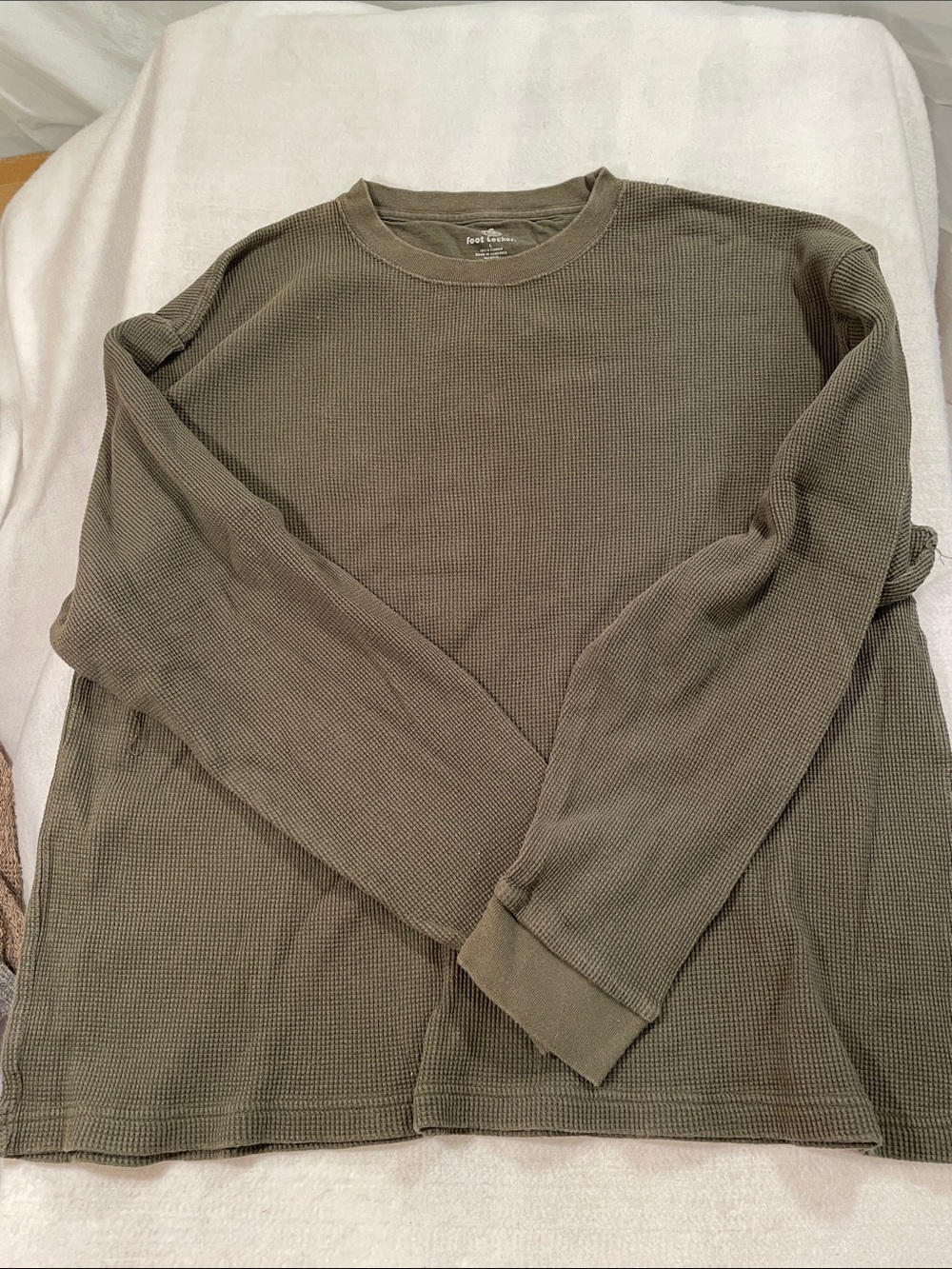 Classic Olive Waffle 100% Cotton Crewneck Sweater